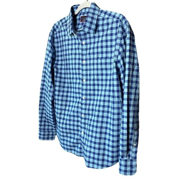 UNTUCKit Mariano WF Baby Blue Gingham All Cotton Button Down Shirt Men’s Size L - Picture 6 of 13